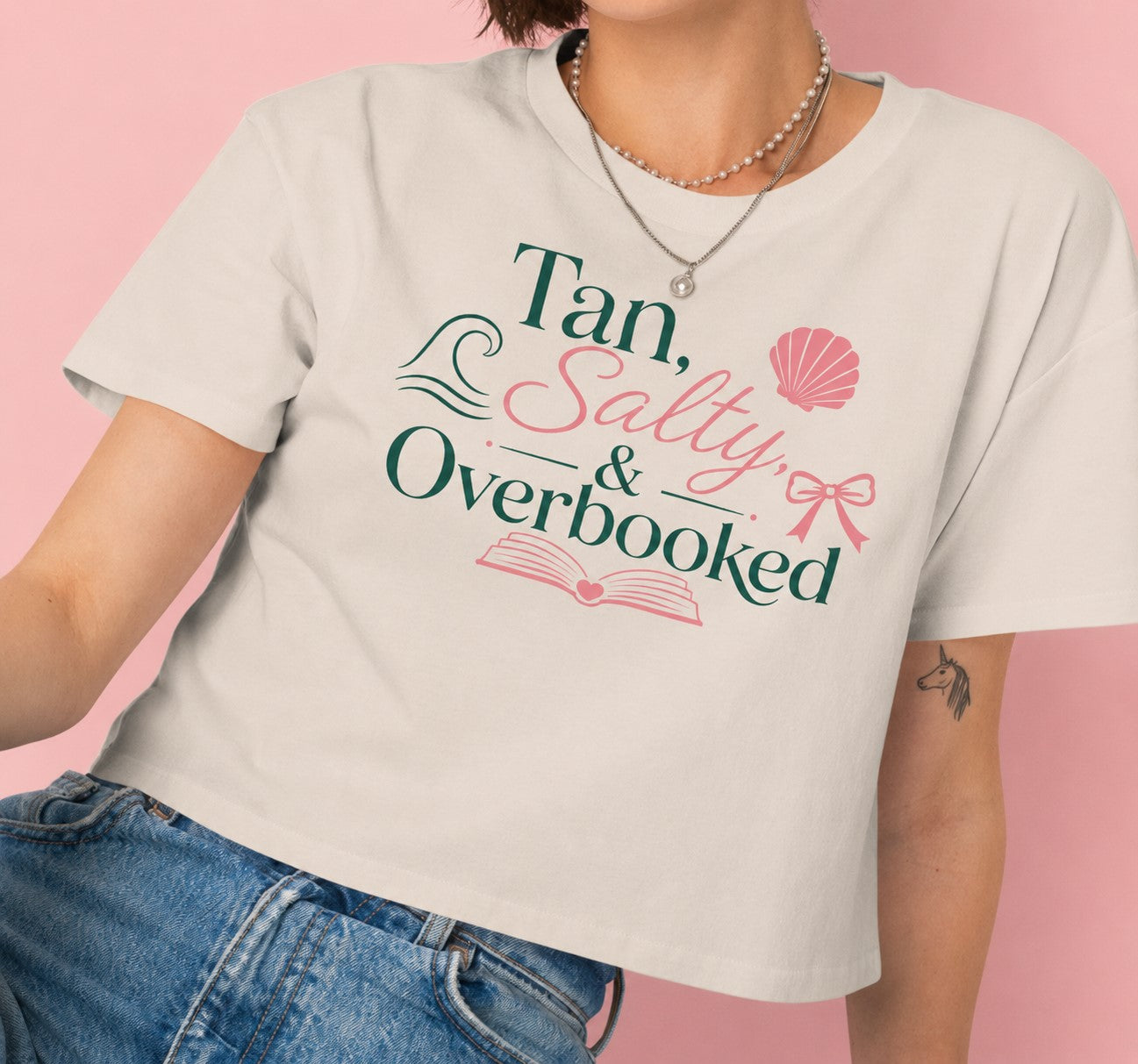 Tan Salty Overbooked Crop Top