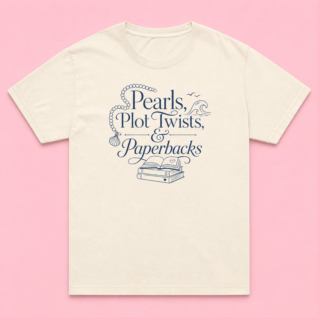 Pearls, Plot Twists, & Paperbacks Oversized Tee